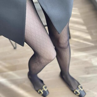 Tobio日本性感网袜菱形格防勾丝透肉丝袜高弹力薄连裤袜黑丝袜女