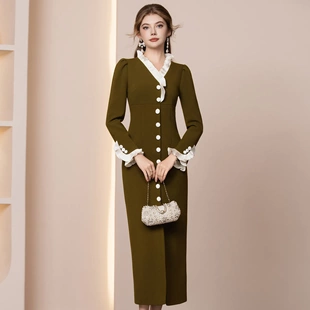 智丽2025秋冬连衣裙女新款轻奢高级感女人味内搭修身包臀裙子长款