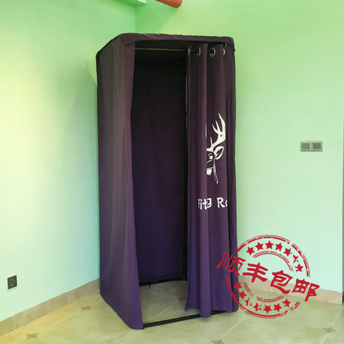 铁艺服装店试衣间移动更衣室简易试衣间架子布帘印刷LOGO定制图案 - 封面