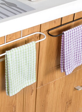 厨房多用途单杆门背式毛巾架 无痕免钉橱柜抹布挂架杂物挂