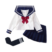 中大童 水手服学院风小学生校服套装 日系女童jk制服长袖 百褶裙短袖