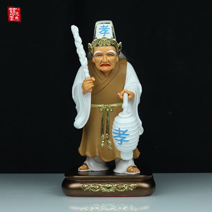 东南亚孝子爷神像三伯爷丁兰孝子伯麻衣神地府阴神香樟木雕摆件