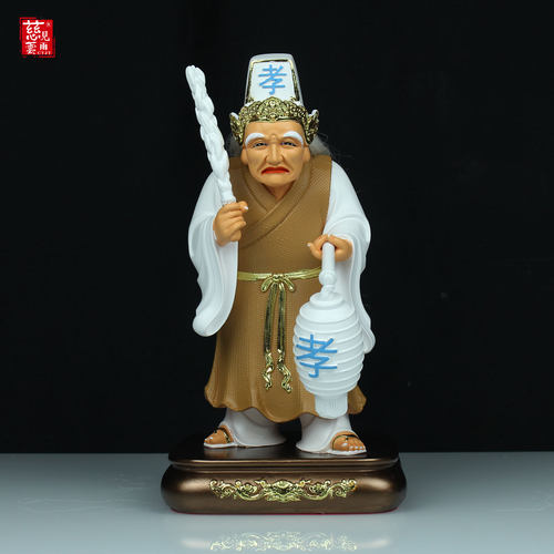 东南亚孝子爷神像三伯爷丁兰孝子伯麻衣神地府阴神香樟木雕摆件