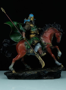 2025年新款关公神像骑马武财神关羽像供奉家用客厅办公室装饰摆件