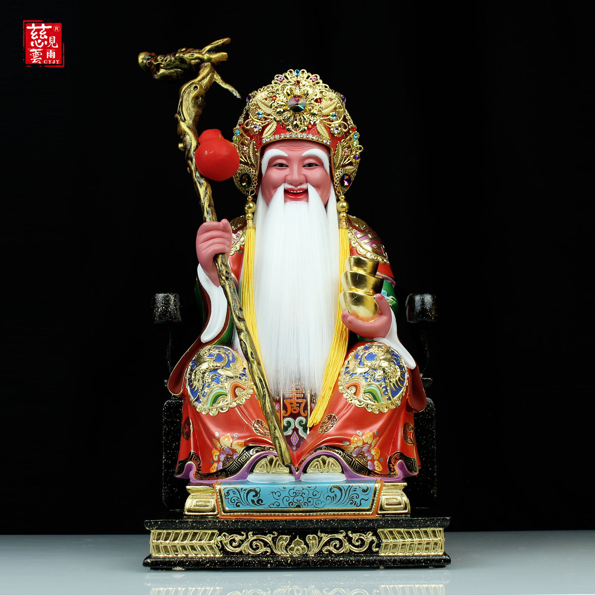 2026年木雕土地公神像摆件福德正神地主财神供奉土地爷香樟木佛像