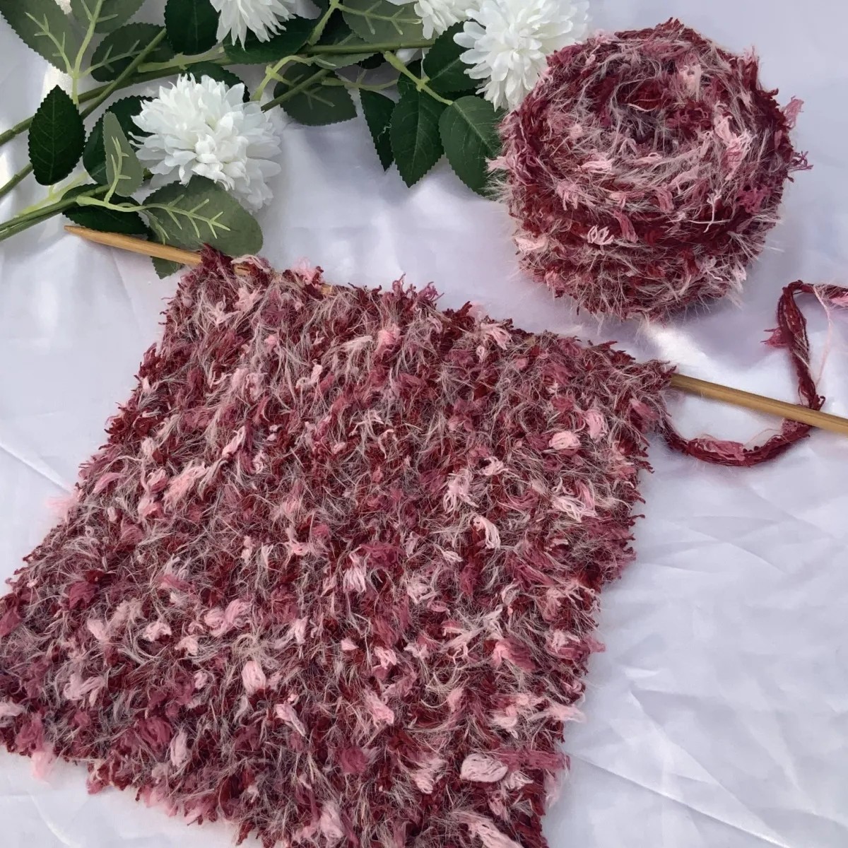 娇羞玫瑰|围巾毛衣专用混线diy新款手编特色长毛手混线毛线海马毛