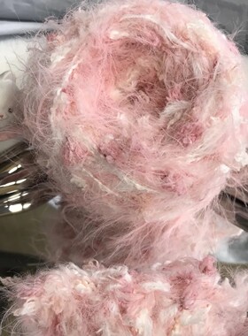 桃渍|diy新款手编特色长毛网红手混线毛线团海马毛编织