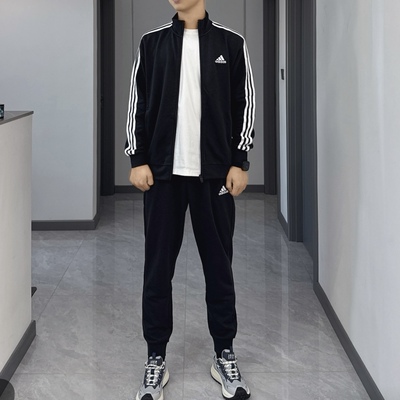 专柜正品Adidas男子运动刺绣套装