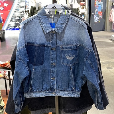 阿迪达斯三叶草女子短款牛仔衣