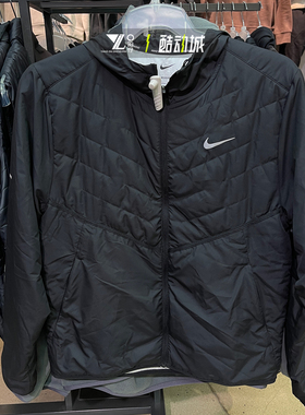 nike耐克男子运动训练跑步棉服黑色保暖防风夹克外套DD5645-010