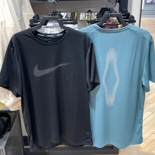 NIKE耐克男子大LOGO上衣运动跑步健身速干短袖T恤IF2146-382-010