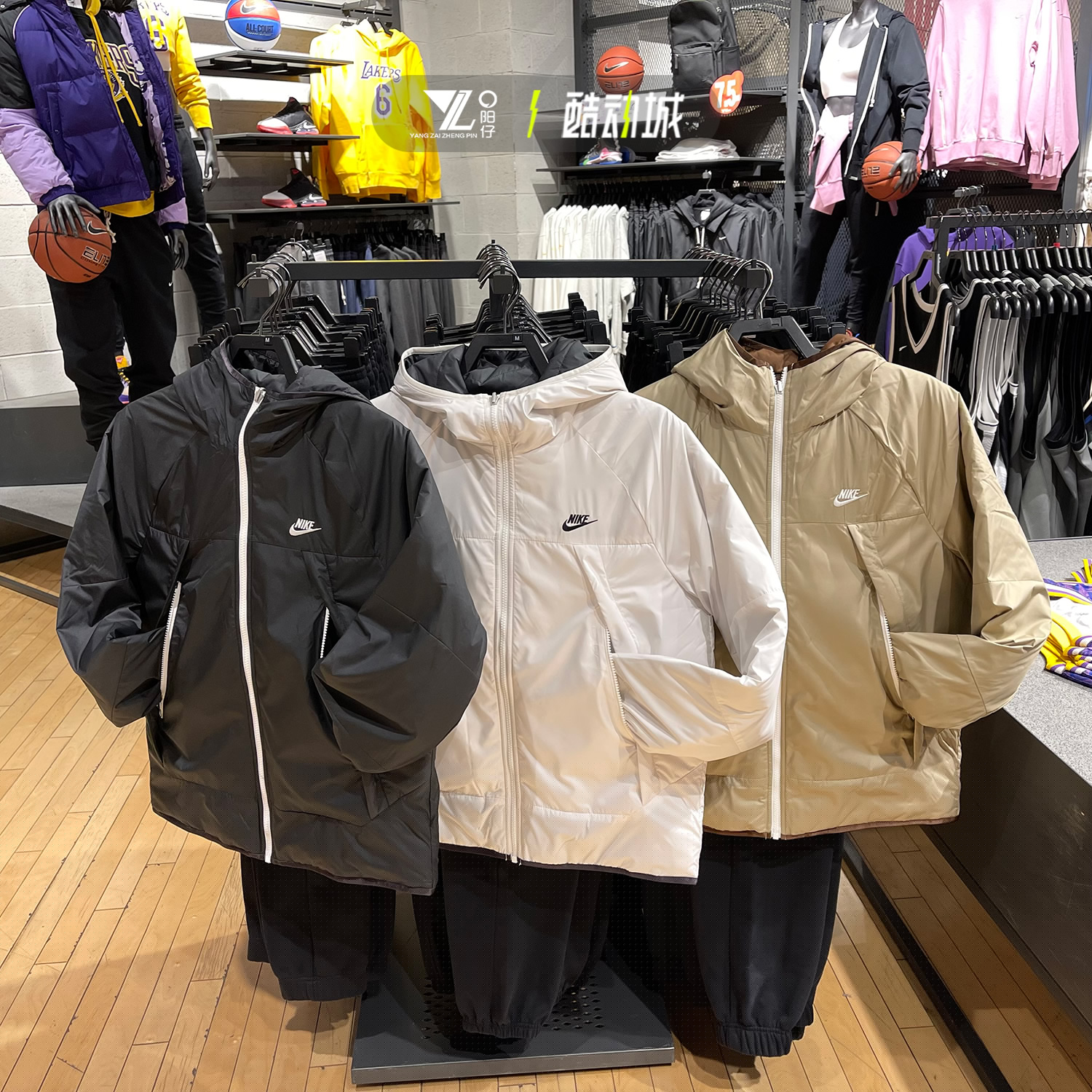 休闲连帽双面穿棉服棉衣