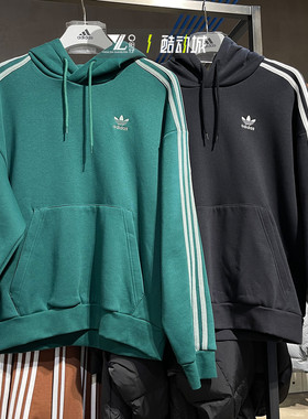 阿迪达斯三叶草新款男子加绒保暖套头衫三条纹卫衣JP1070 JC6251
