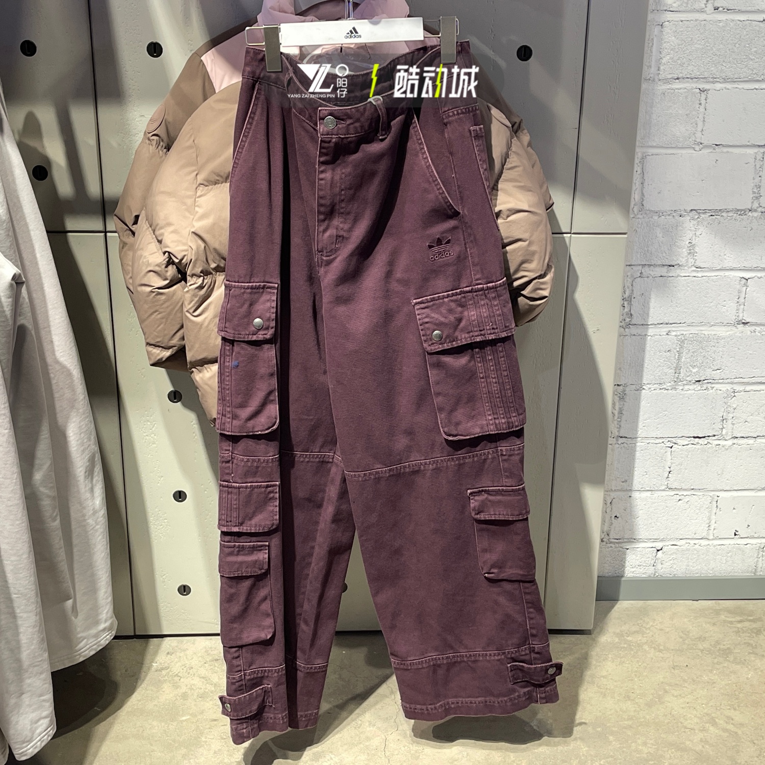 阿迪达斯三叶草男宽松工装阔腿裤