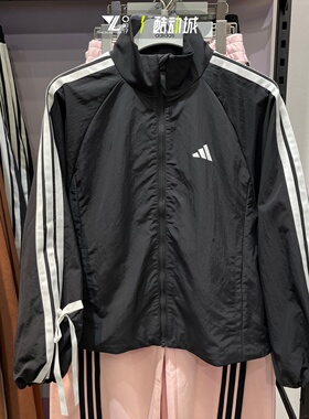 adidas阿迪达斯正品秋季外套女子三条杠蝴蝶结梭织防风夹克KT5003
