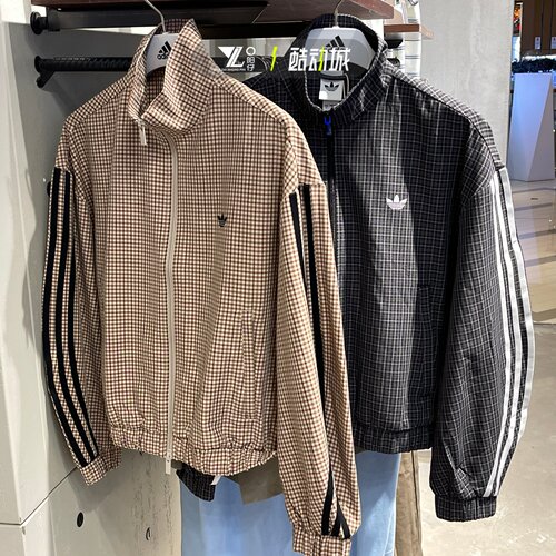 adidas三叶草女复古条纹外套