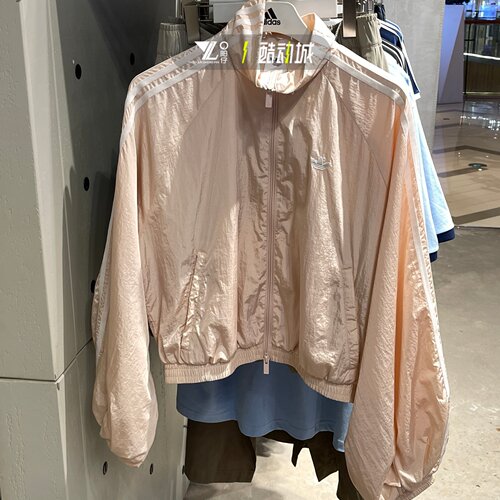 adidas三叶草三条纹斗领外套女