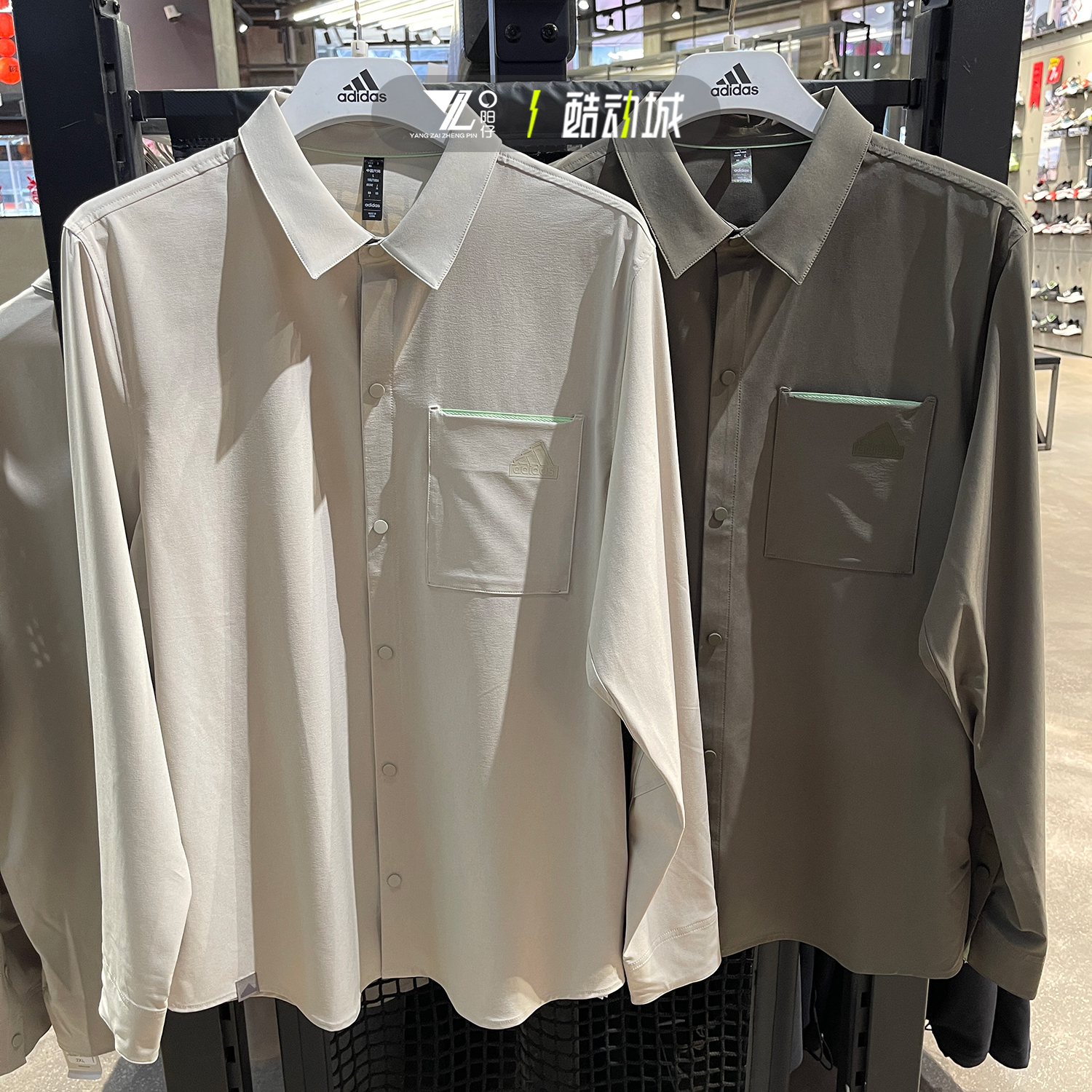 阿迪达斯男休闲运动翻领T恤衬衫