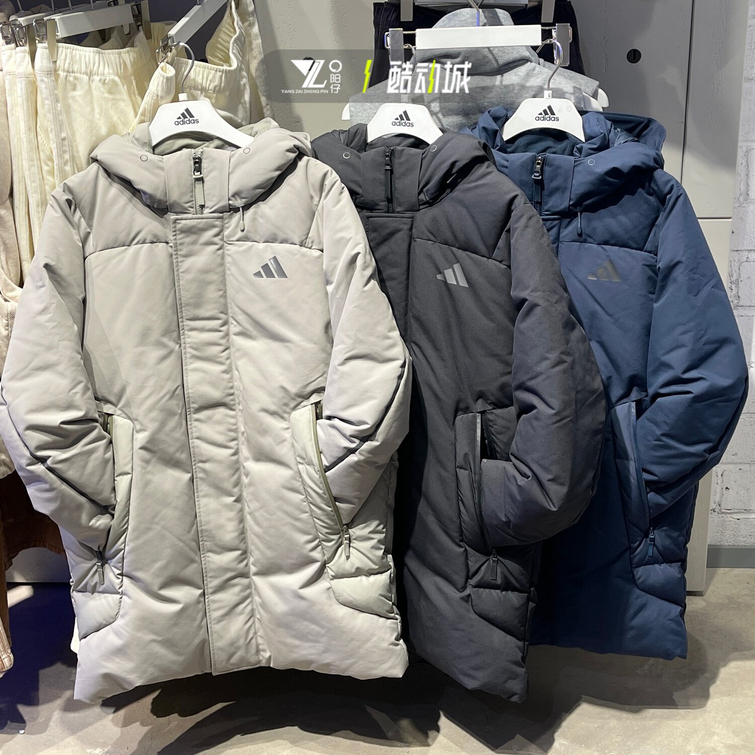 adidas阿迪达斯中长款羽绒服男子保暖外套KC2512 KC2513 KC2514