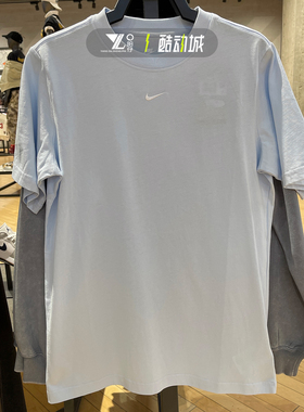 nike耐克女子25年夏季新款刺绣小标圆领天蓝色短袖T恤FD4150-423