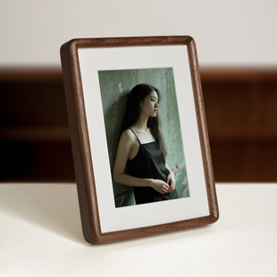 黑胡桃木榫卯相框摆台洗照片做成6 7 8 10寸樱桃柚木圆角画框定制