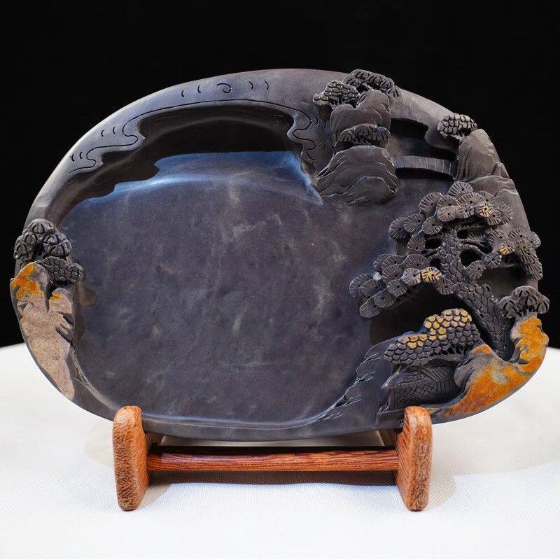 纯天然砚台端砚肇庆天然原石纯手工研磨书法斧柯东宋坑8寸10寸