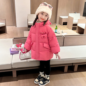 女童羽绒服2024新款宝宝冬季韩版保暖儿童装女孩冬装洋气连帽棉衣