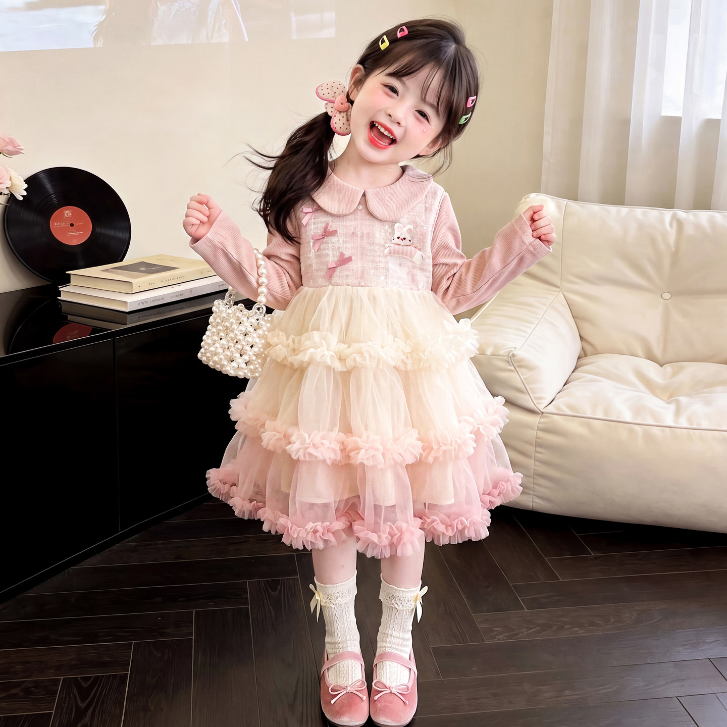 女童秋装连衣裙2026新款儿童漂亮裙子套装春秋季小女孩公主背心裙