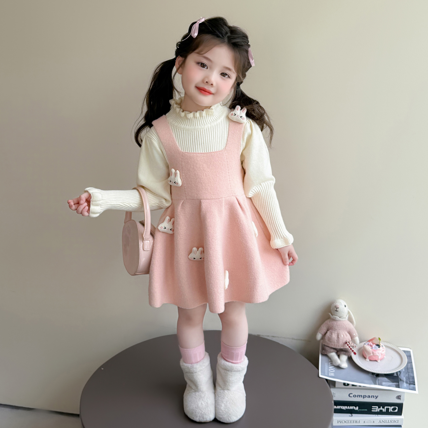 女童秋冬季针织裙套装2025新款儿童洋气时髦女宝宝小香风连衣裙秋