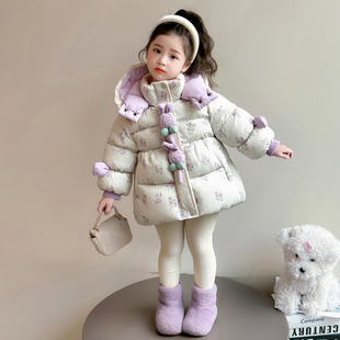 小童加绒加厚棉袄外套小女孩冬装 韩版 棉衣 2024新款 女宝宝棉服冬季