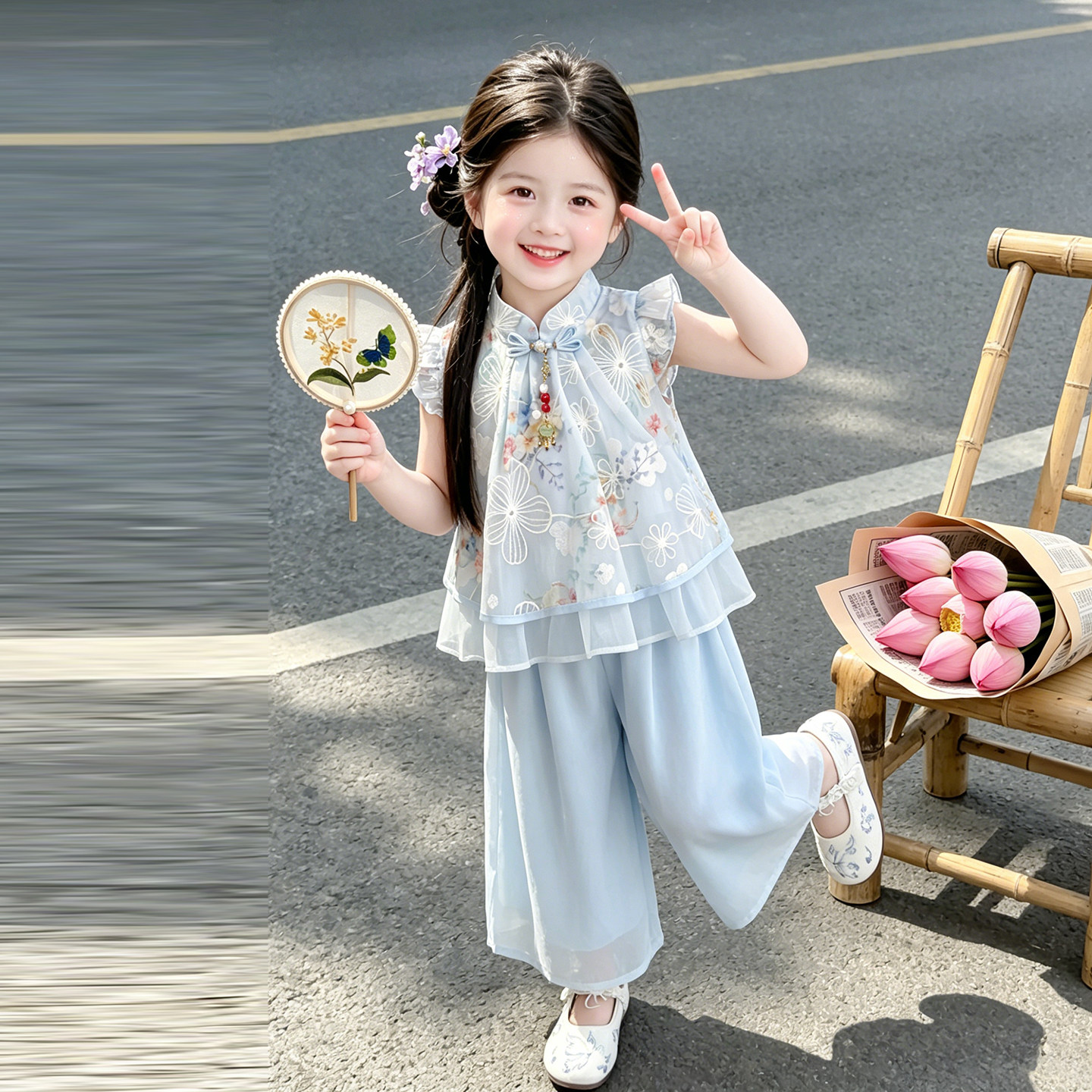 女童新中式汉服套装夏季2026新款儿童巨好看国风夏装宝宝无袖汉服图片