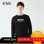 GXG Men 19 Thu nóng Bán trung tâm thương mại Phong cách Chữ Đen Vòng cổ áo thun Áo len cardigan Đàn ông GY120624A - Kéo qua