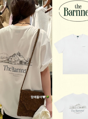韩国小众潮牌The Barnnet八奶小房子短袖复古简约 印花圆领T恤女