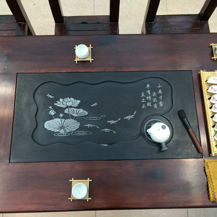 老船木茶桌石头茶盘 象棋盘 可茶盘