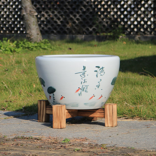 古法鱼缸水缸实木底座酒坛底托