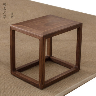 北美黑胡桃方凳新中式 凳可定制 茶凳禅意矮凳全实木无甲醛换鞋