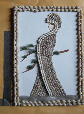 少见精美手工艺品海螺装饰画像美女画挂画带框让人赏心悦目的美