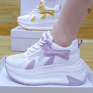 女透气网面厚底轻便显脚小个子内增高运动鞋 单网鞋 女夏薄款 老爹鞋