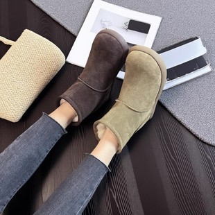 烟筒雪地靴女冬季 毛绒保暖加绒短靴毛毛靴软底防滑一脚蹬百搭棉鞋