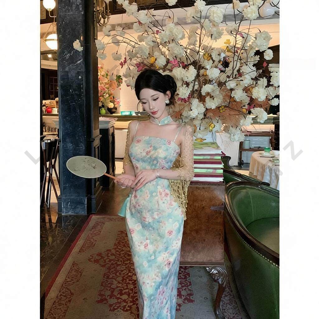 新中式国风旗袍夏少女挂脖温柔吊
