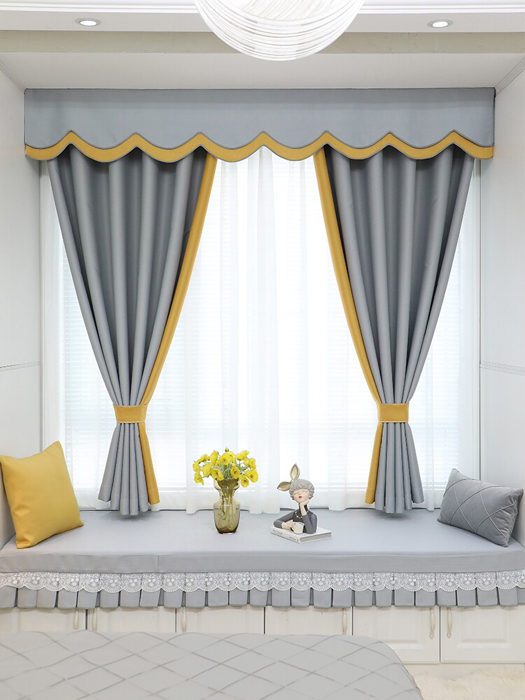 昆明上门安装全遮光纯色拼接棉麻亚麻窗帘窗简约现代定制客厅卧室