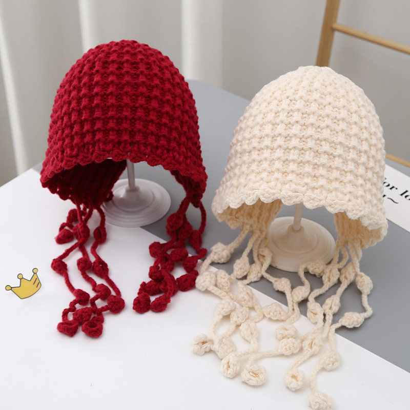 女童韩系流苏针织帽子公主风甜妹可爱手工编织秋冬护耳保暖套头帽,童装/婴儿装/亲子装,帽子,淘宝优惠券,粉丝福利购,淘宝优惠卷