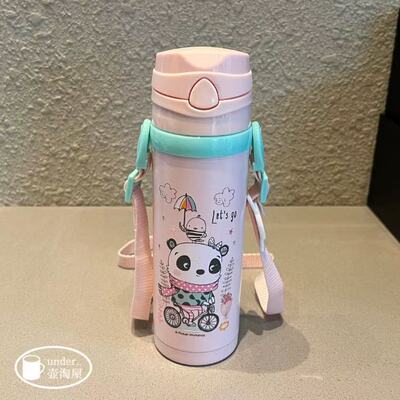 PINKAH 小熊猫 企鹅 PJ-3414儿童抽真空带吸管水壶不锈钢保温水杯