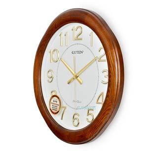 金钟宝GUTEN简约客厅实木挂钟日本静音机芯直径46CM