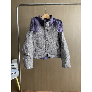 高级感碎花连帽加厚羽绒服女短款2025冬季新款设计感鸭绒保暖外套