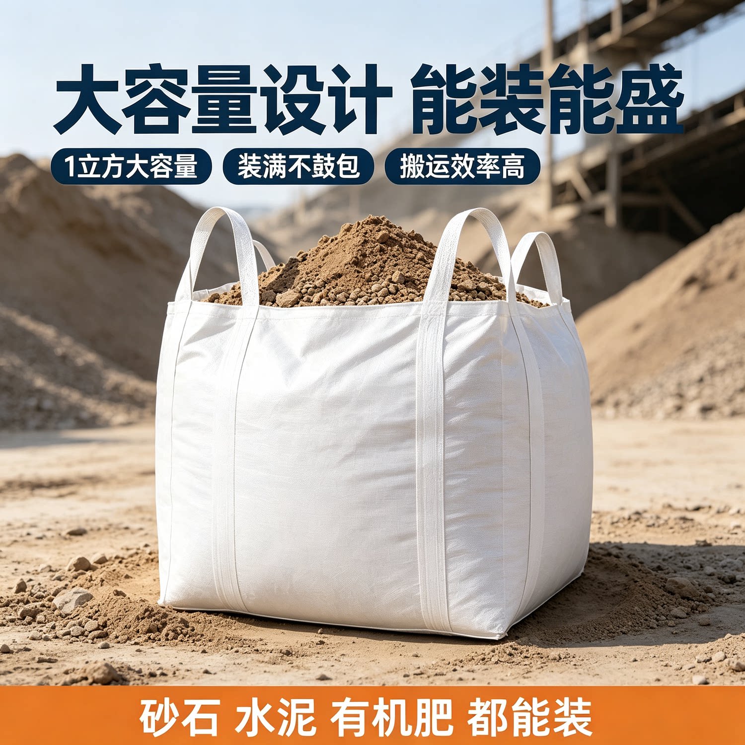 工厂直销吨包袋1吨耐磨2吨吨包加厚集装工业太空集装袋加固托底