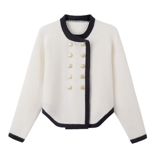 简约法式 小四粉丝专享A005设计感百搭双排扣针织开衫 女秋季