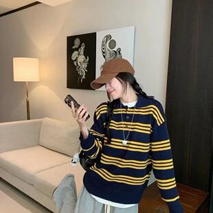 A123翻领条纹针织衫 小四粉丝专享