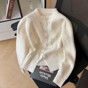 温柔风重工镶钻针织开衫 A196法式 毛衣外套高级感 小四粉丝专享