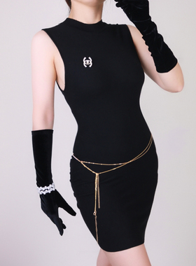黑丝绒手套 长款40cm女款复古晚礼服高弹力黑色天鹅绒法兰绒